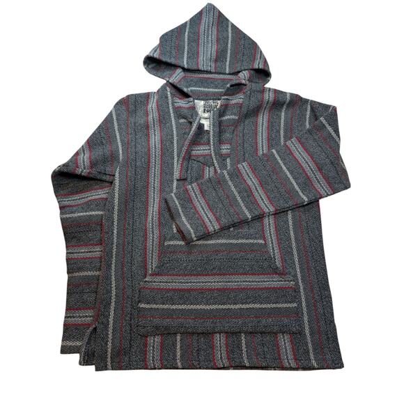 NWOT Original Senor Lopez Baja Hoodie Men's Size M Colorful Striped Woven Poncho - Picture 1 of 4